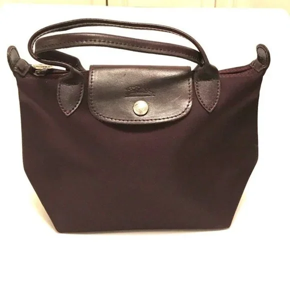 LONGCHAMP, VINTAGE BROWN NYLON HANDBAG, PRE-OWNED - Picture 2 of 10